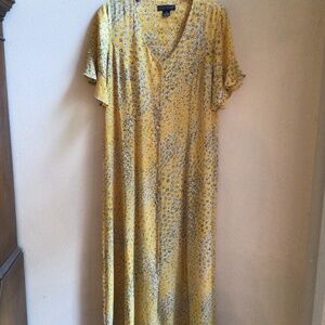 Jessica Howard Ladies Yellow Blue Floral Flowy Dress Size 12 Excellent Condition